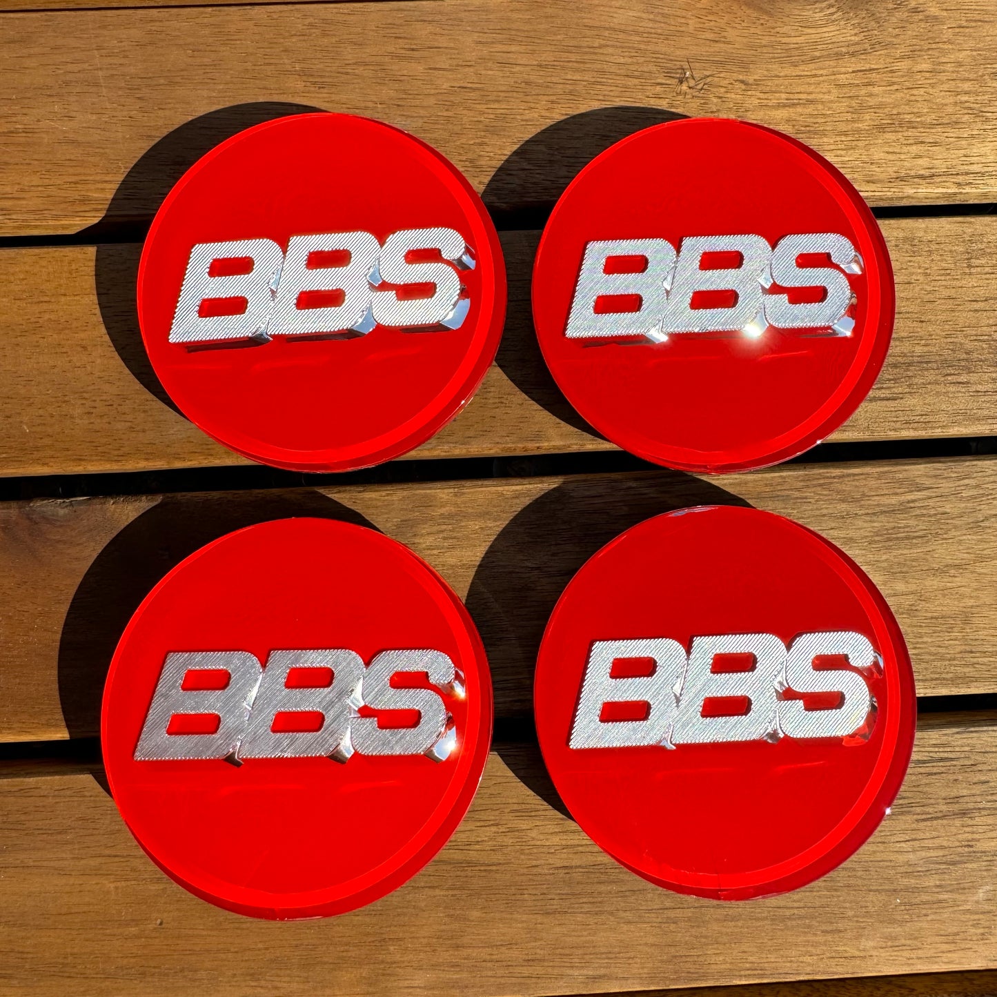 BBS RS LM rz center caps logos 3d 70mm red silver 09.24.030 set of 4