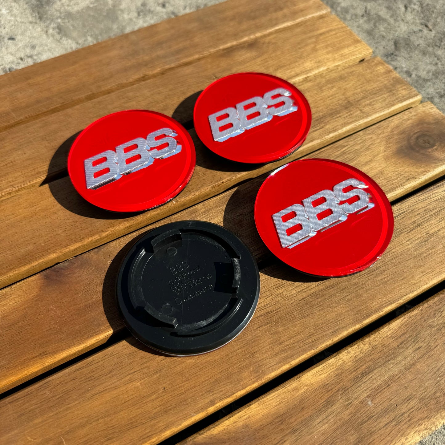 BBS RS LM rz center caps logos 3d 70mm red silver 09.24.030 set of 4