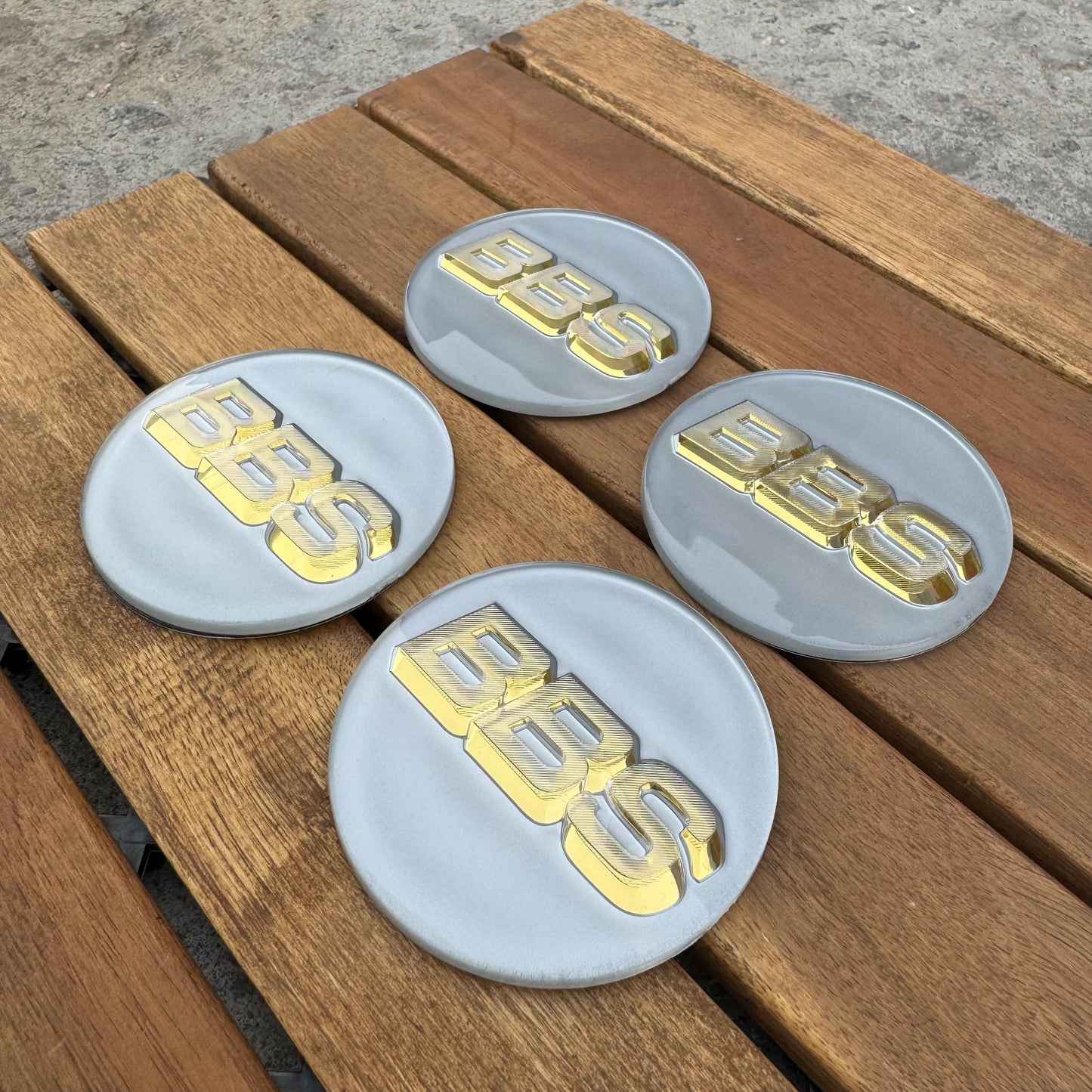 BBS RC090 logos stickers 70mm platinum white/gold