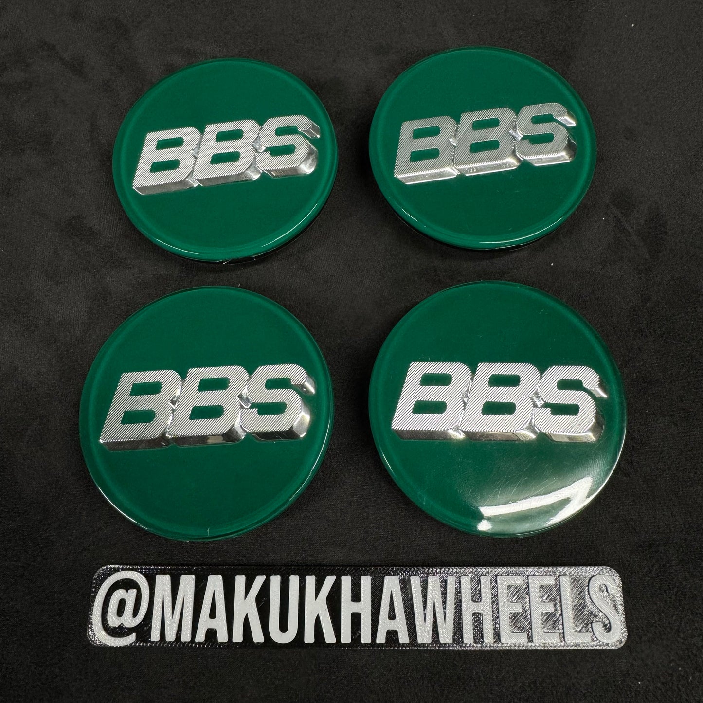 BBS RS LM rz center caps logos 3d 70mm green silver 09.24.030 set of 4