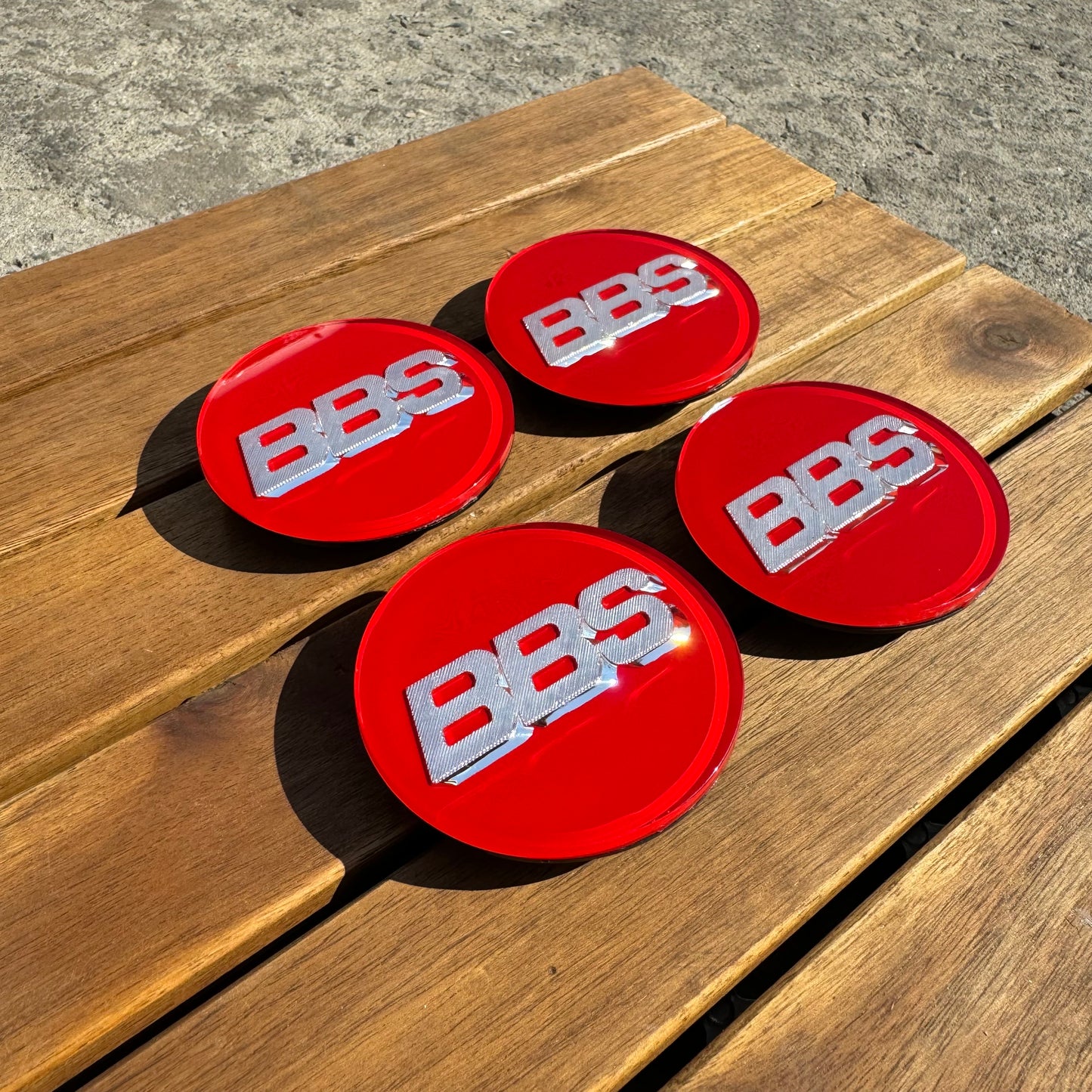 BBS RS LM rz center caps logos 3d 70mm red silver 09.24.030 set of 4