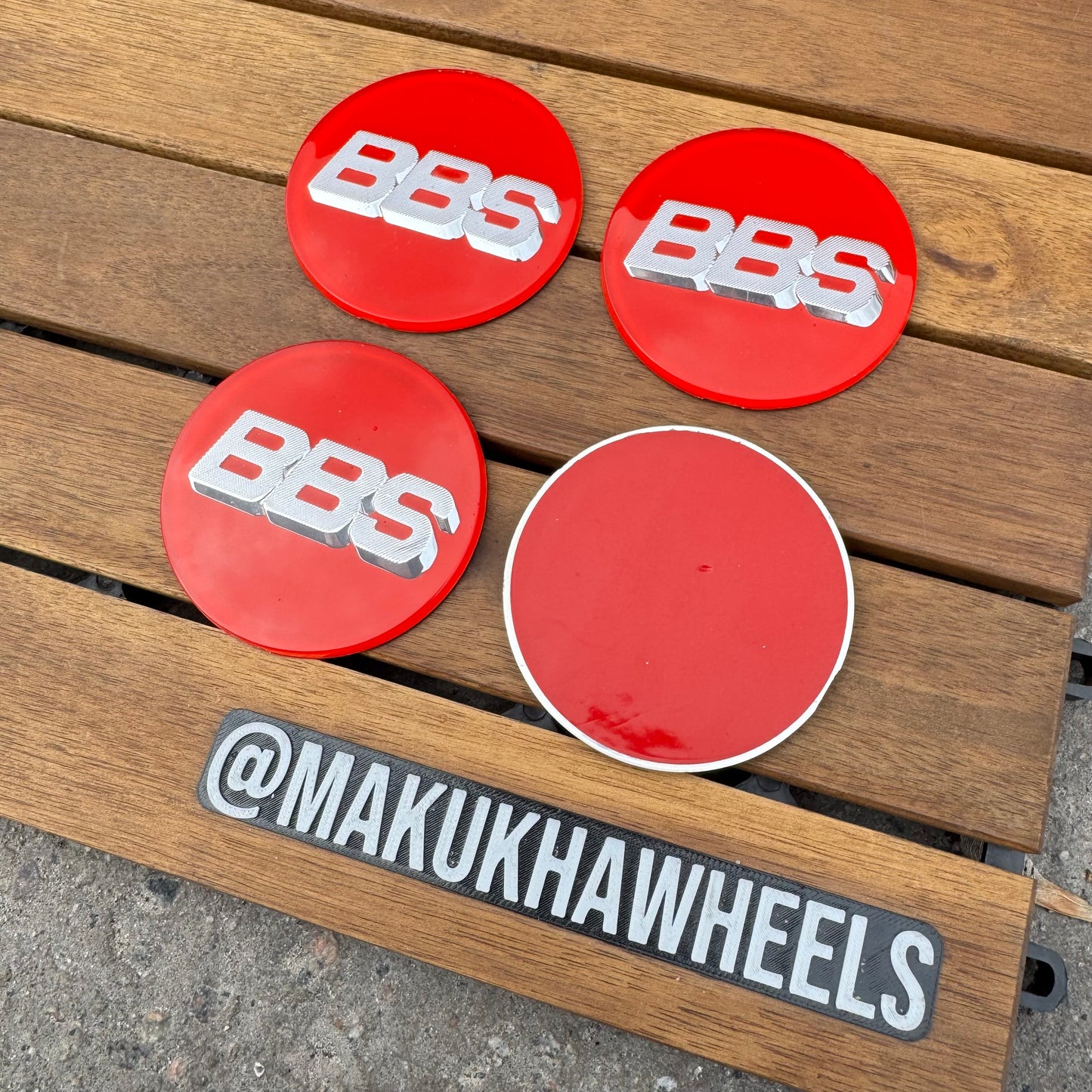 BBS RC090 logos stickers 70mm red/silver