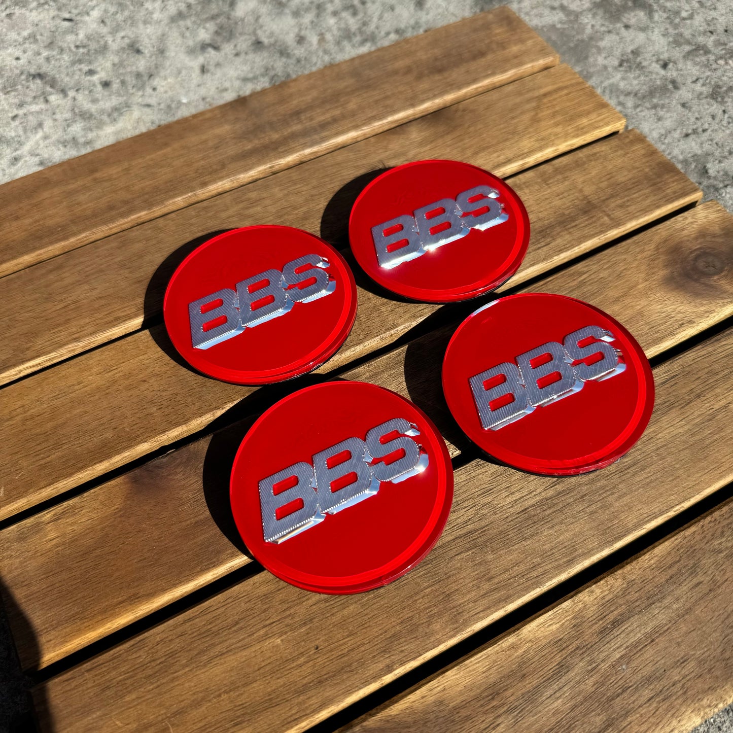 BBS RS LM rz center caps logos 3d 70mm red silver 09.24.030 set of 4