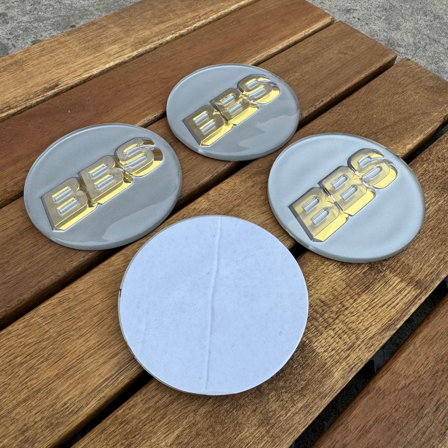 BBS RC090 logos stickers 70mm platinum white/gold