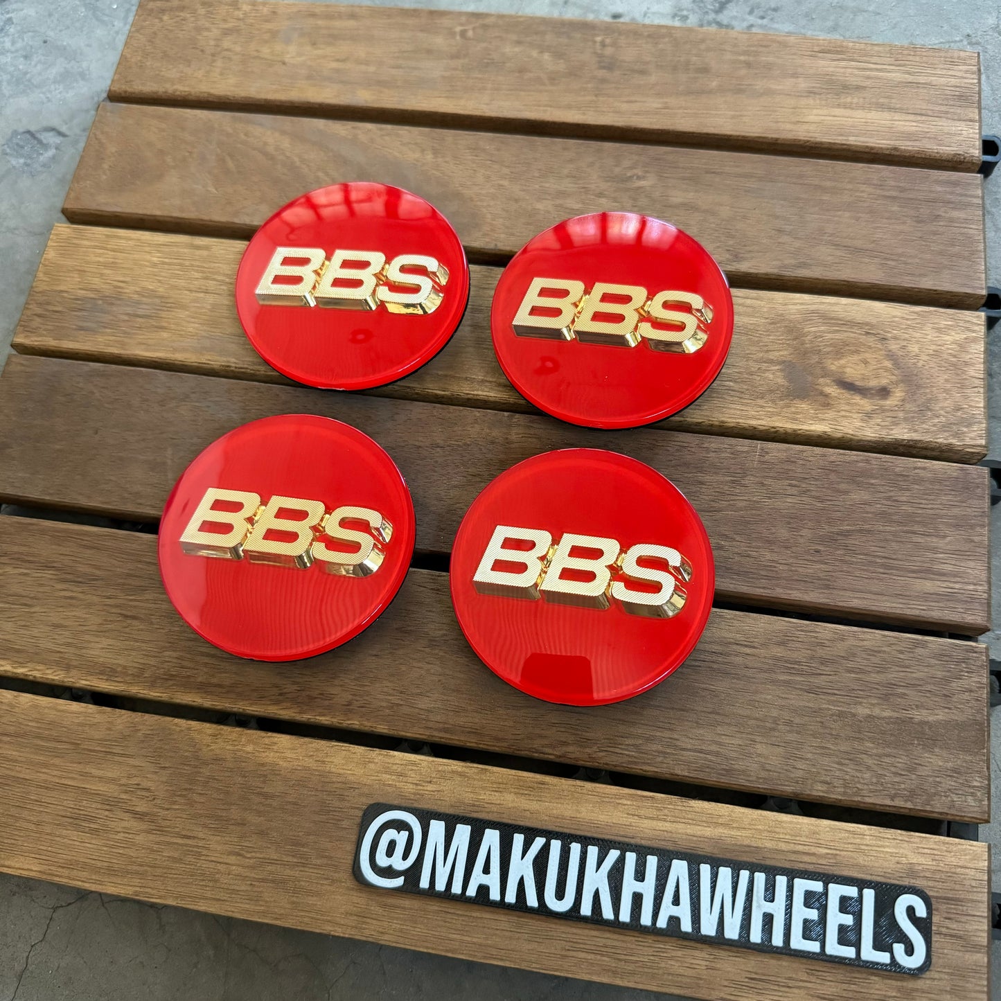 BBS RS LM rz center caps logos 3d 70mm red gold 56.24.073 set of 4