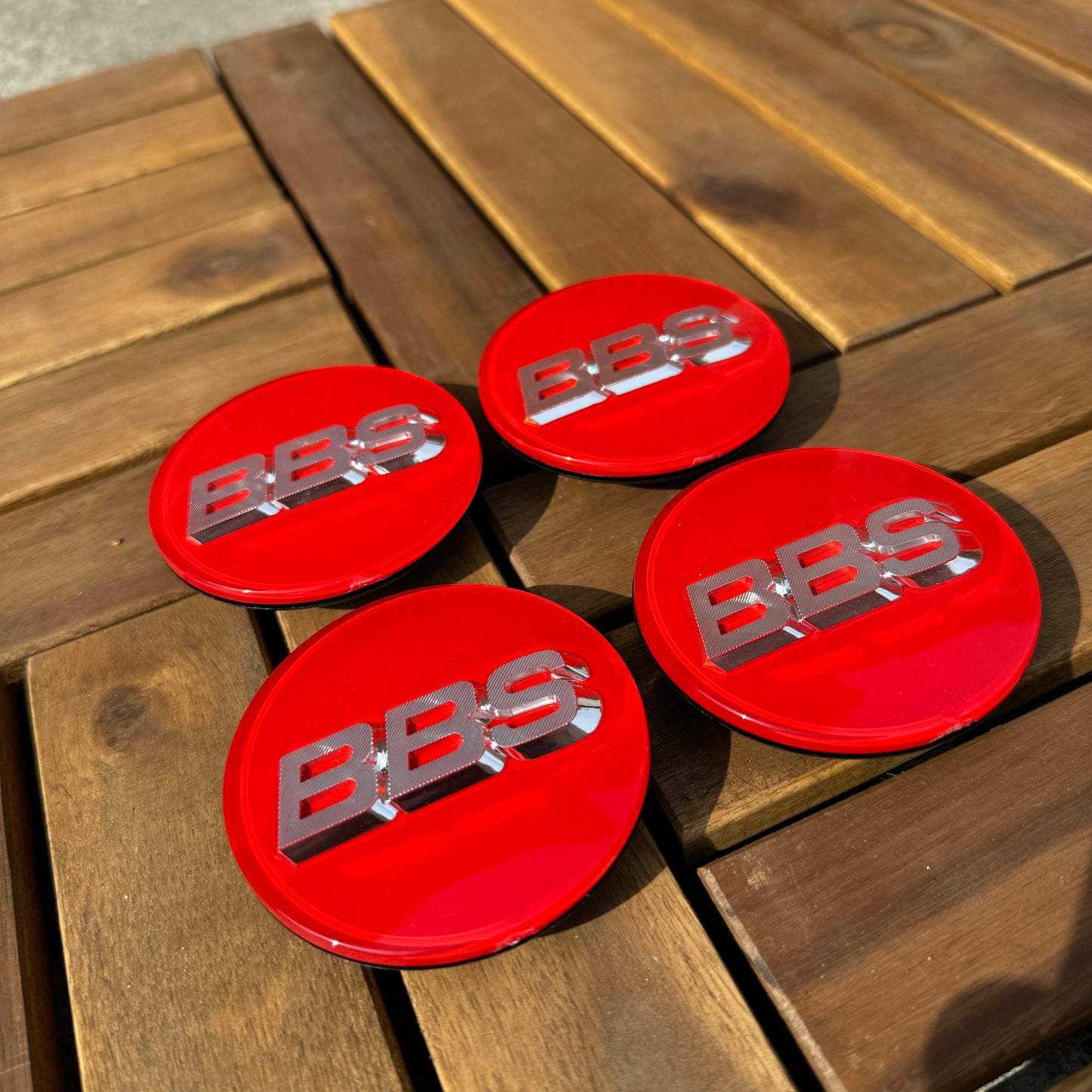 BBS RS LM rz center caps logos 3d 70mm red silver 56.24.073 set of 4