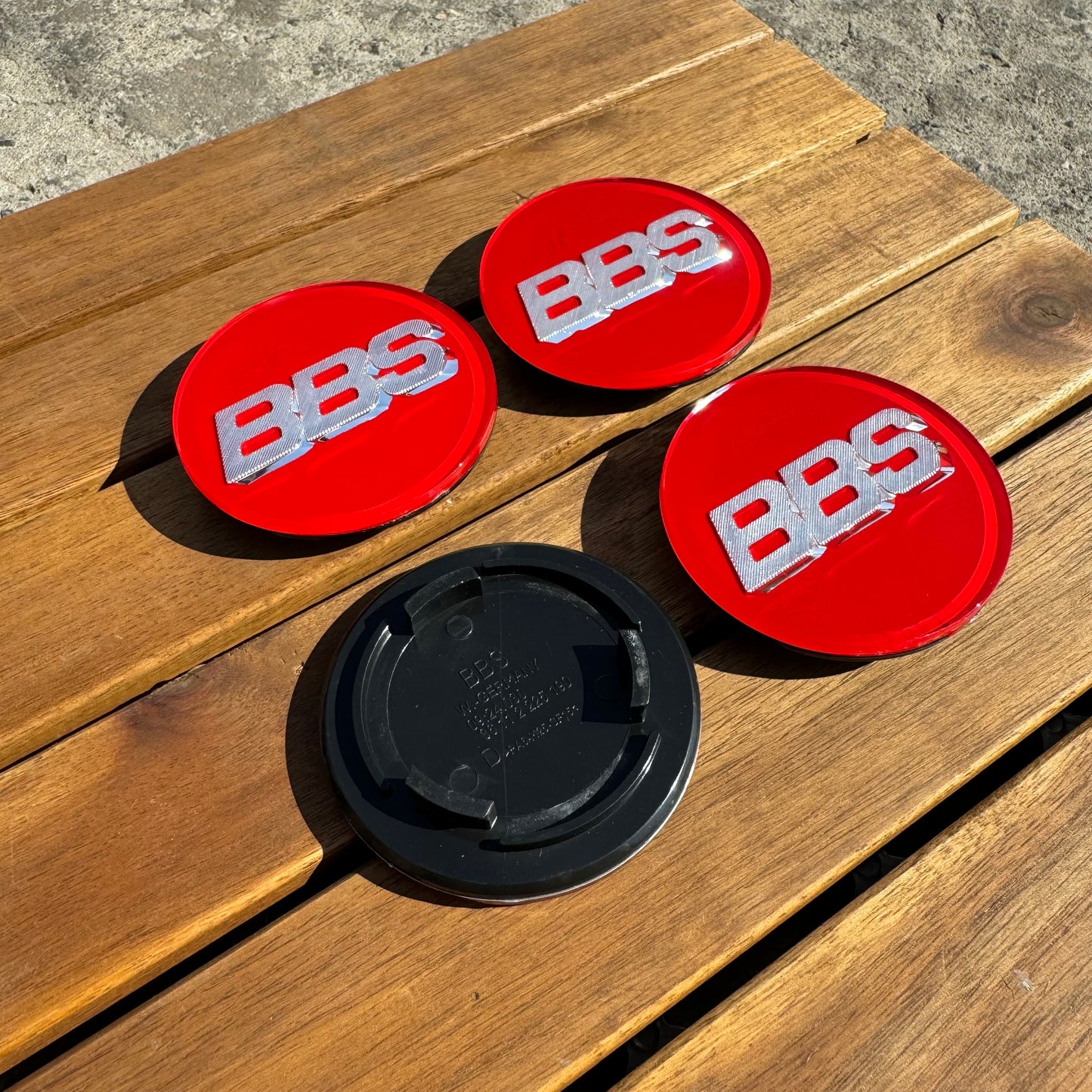BBS RS LM rz center caps logos 3d 70mm red silver 09.24.030 set of 4