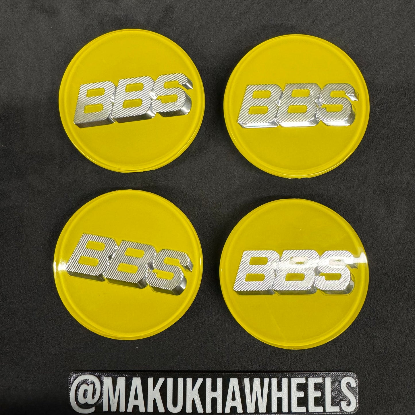 BBS RS LM rz center caps logos 3d 70mm yellow silver 09.24.030 set of 4