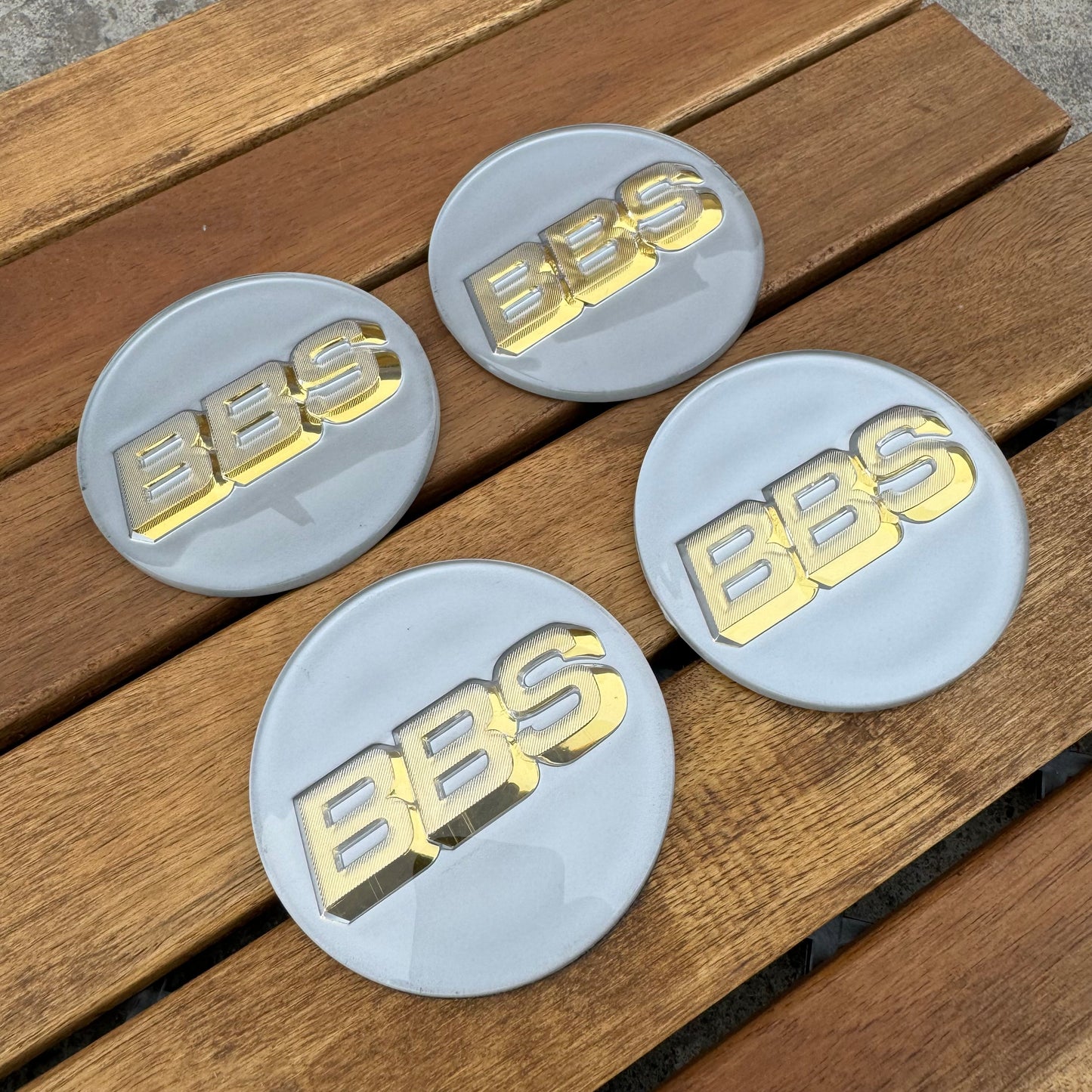 BBS RC090 logos stickers 70mm platinum white/gold