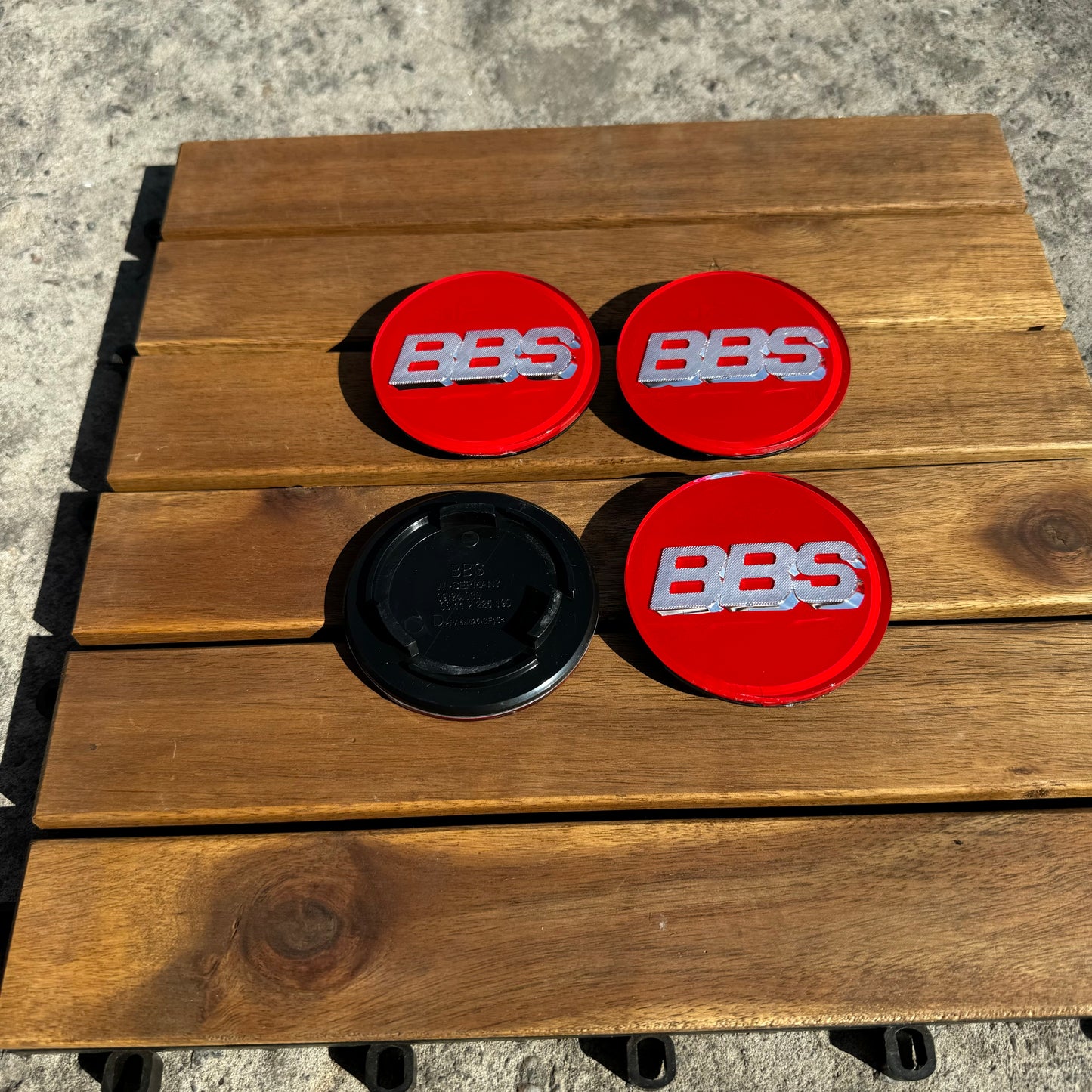 BBS RS LM rz center caps logos 3d 70mm red silver 09.24.030 set of 4