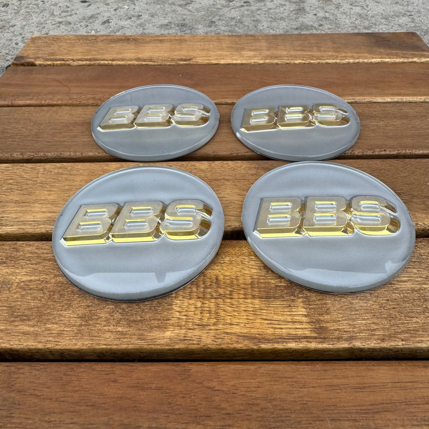 BBS RC090 logos stickers 70mm platinum white/gold