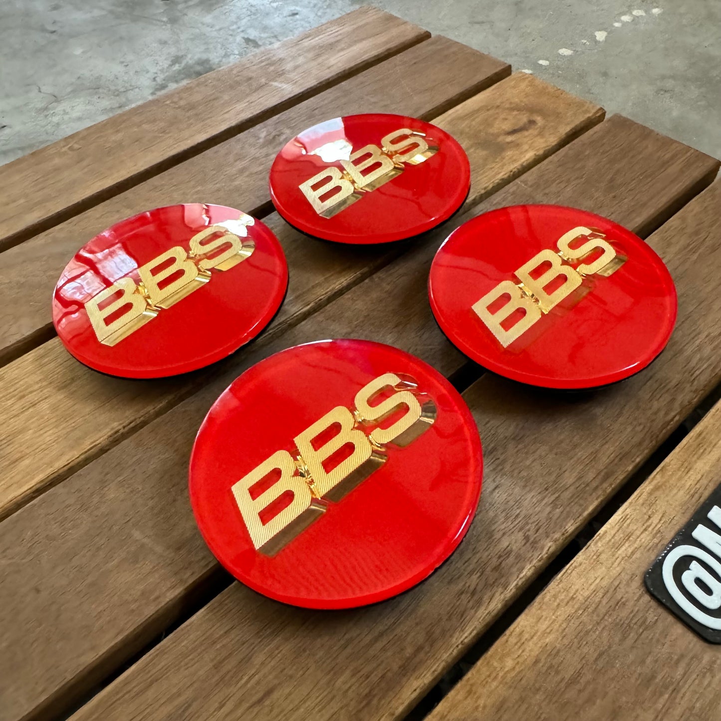 BBS RS LM rz center caps logos 3d 70mm red gold 56.24.073 set of 4