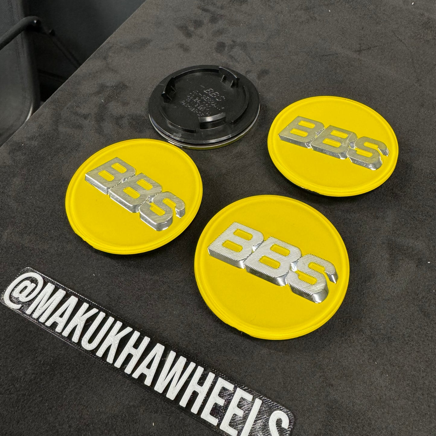 BBS RS LM rz center caps logos 3d 70mm yellow silver 09.24.030 set of 4