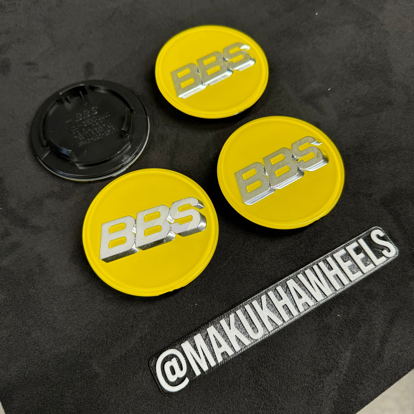 BBS RS LM rz center caps logos 3d 70mm yellow silver 09.24.030 set of 4