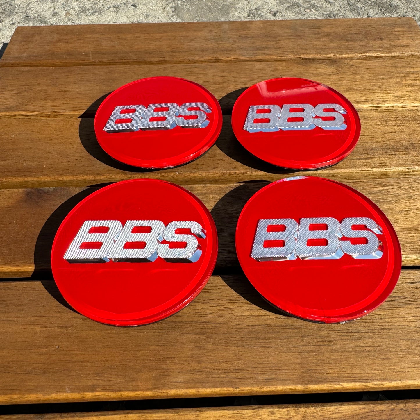 BBS RS LM rz center caps logos 3d 70mm red silver 09.24.030 set of 4