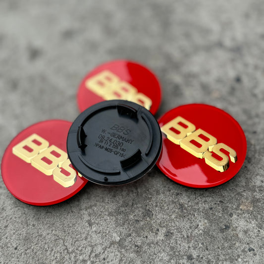BBS RS LM rz center caps logos 3d 70mm red gold 09.24.030 set of 4