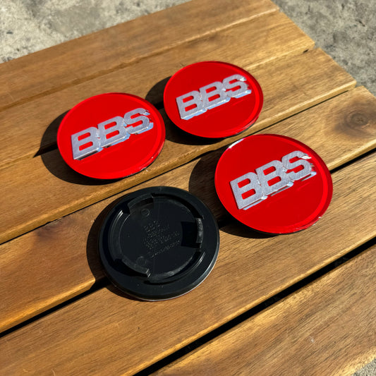 BBS RS LM rz center caps logos 3d 70mm red silver 09.24.030 set of 4