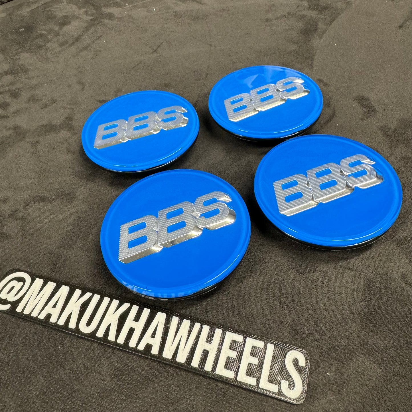 BBS RS LM rz center caps logos 3d 70mm blue silver 09.24.030 set of 4