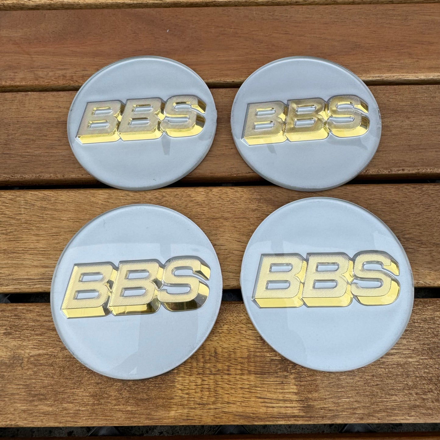 BBS RC090 logos stickers 70mm platinum white/gold