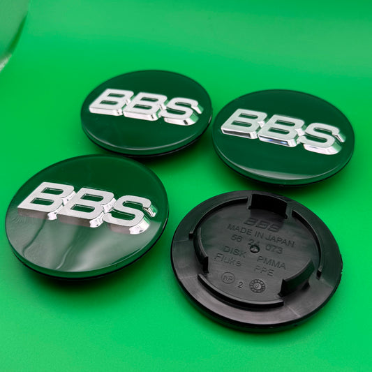 BBS RS LM rz center caps logos 3d 70mm green silver 56.24.073 set of 4