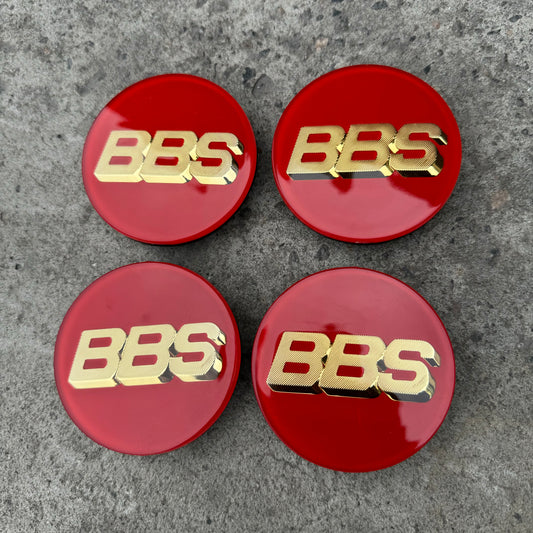 BBS RS LM rz center caps logos 3d 70mm red gold 09.24.030 set of 4