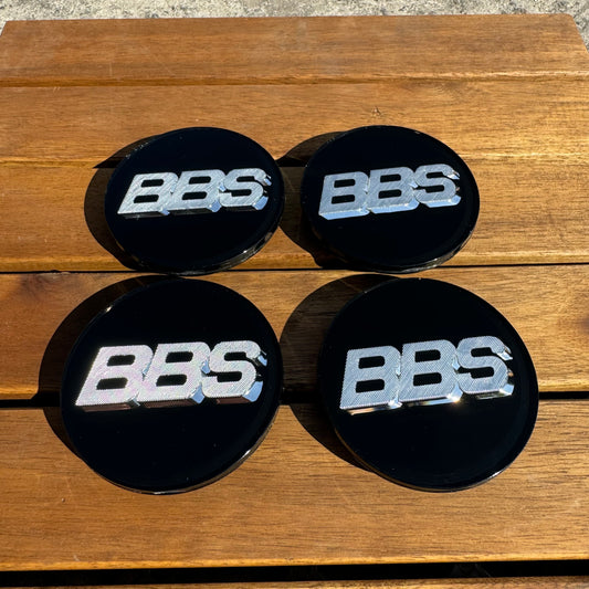 BBS RS LM rz center caps logos 3d 70mm black silver 09.24.030 set of 4