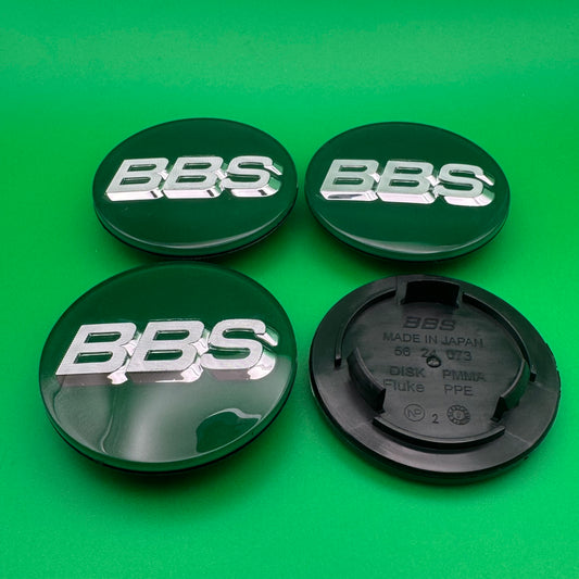 BBS RS LM rz center caps logos 3d 70mm green silver 56.24.073 set of 4