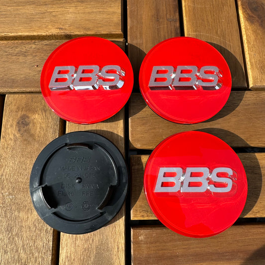 BBS RS LM rz center caps logos 3d 70mm red silver 56.24.073 set of 4
