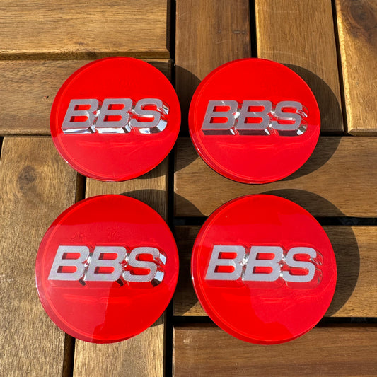 BBS RS LM rz center caps logos 3d 70mm red silver 56.24.073 set of 4