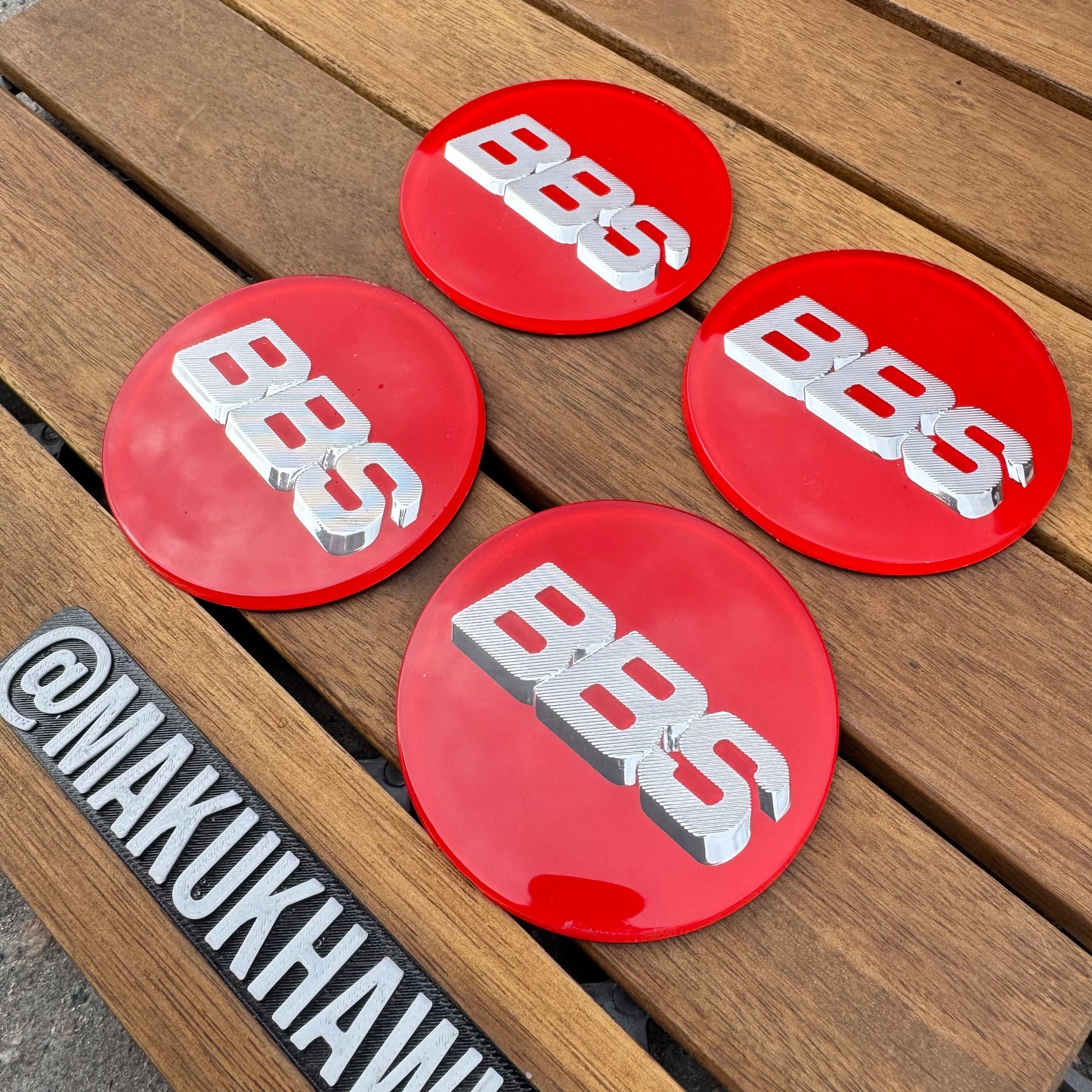 BBS RC090 logos stickers 70mm red/silver