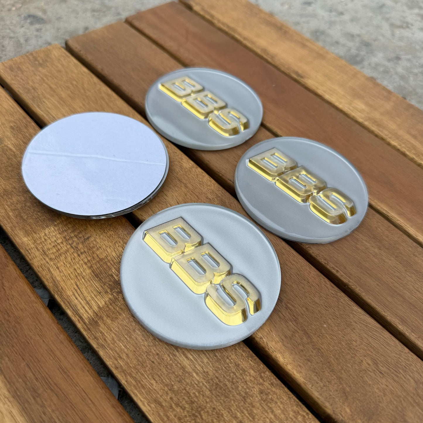 BBS RC090 logos stickers 70mm platinum white/gold