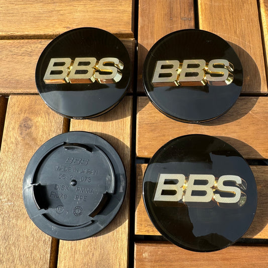 BBS RS LM rz center caps logos 3d  70mm black gold 56.24.073 set of 4