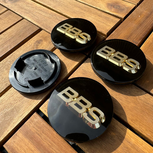BBS RS LM rz center caps logos 3d  70mm black gold 56.24.073 set of 4